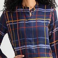 Liz Claiborne Womens Round Neck Cuffed Long Sleeve Regular Fit Button-Down Shirt