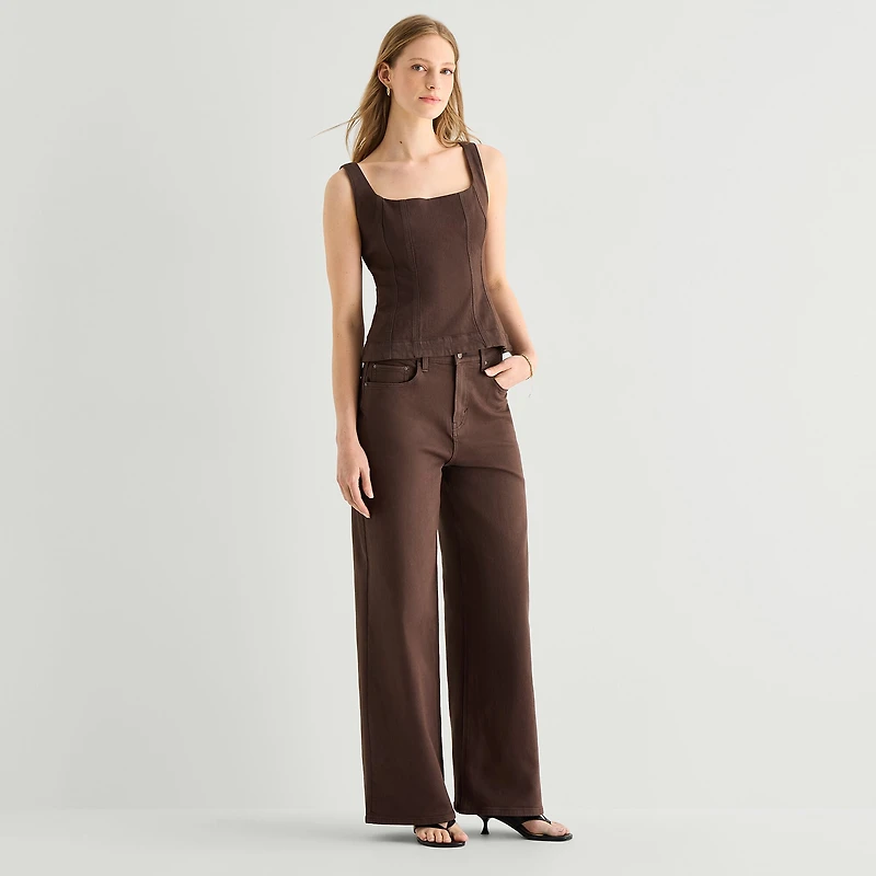 a.n.a Womens Square Neck Sleeveless Tank Top