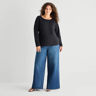 a.n.a Womens High Rise Wide Leg Jean