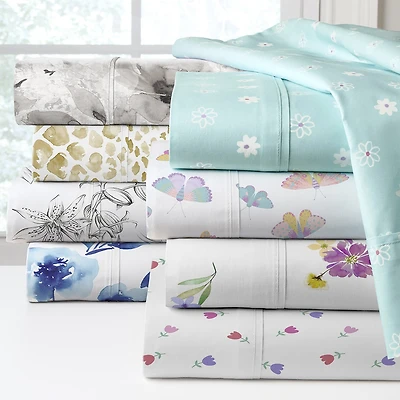 Pointehaven Combed Cotton Printed Percale Sheet Set