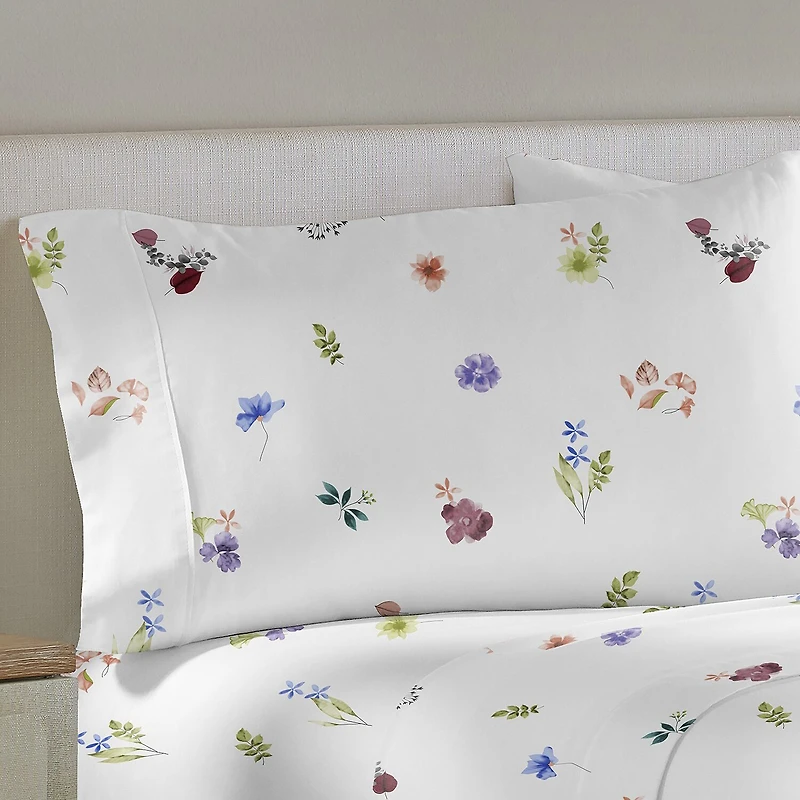 Pointehaven Combed Cotton Printed Percale Sheet Set