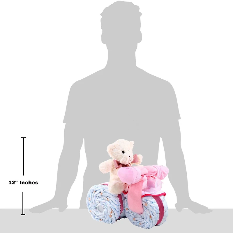 Alder Creek Pink Tricycle Diaper Cake Food Set