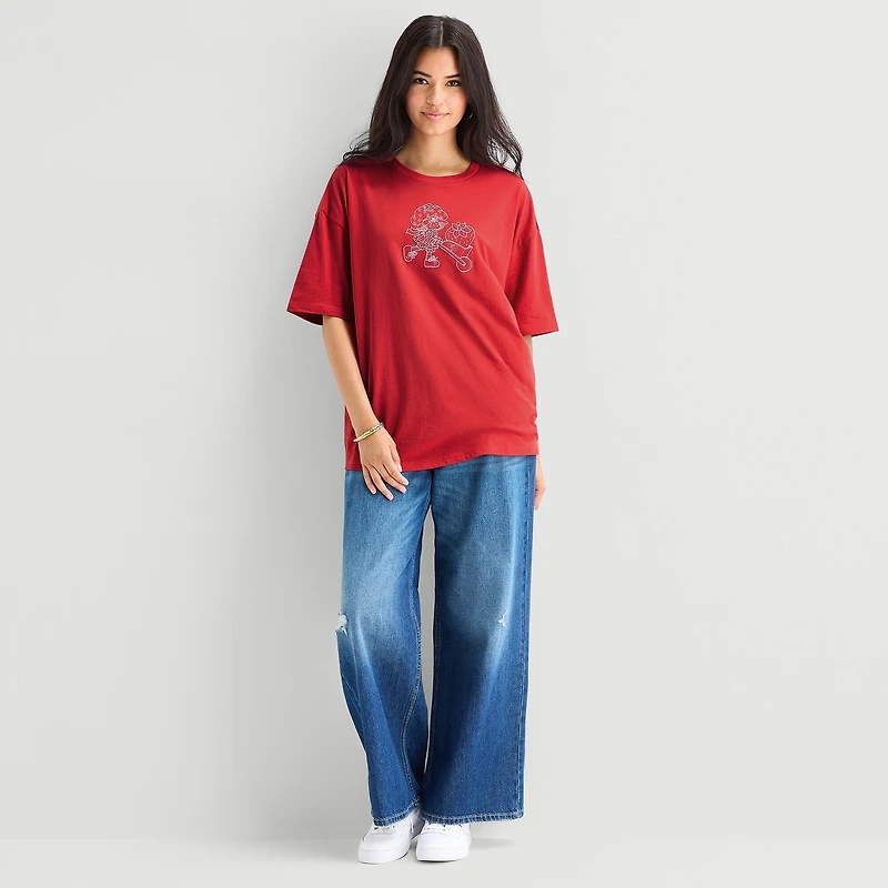 Strawberry Oversized Tee Womens Juniors Crew Neck Short Sleeve Shortcake Graphic T-Shirt