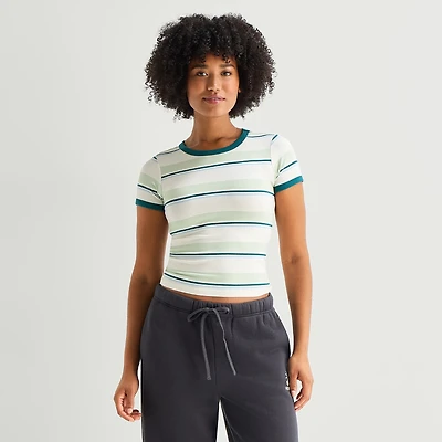 Hurley Womens Juniors Crew Neck Short Sleeve Fitted Graphic T-Shirt
