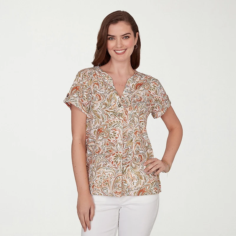 Hearts Of Palm Womens Short Sleeve Regular Fit Henley Shirt