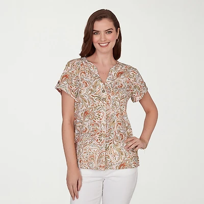 Hearts Of Palm Womens Short Sleeve Regular Fit Henley Shirt