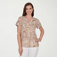 Hearts Of Palm Womens Short Sleeve Regular Fit Henley Shirt