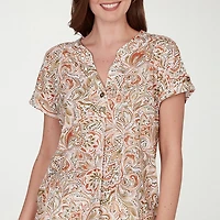 Hearts Of Palm Womens Short Sleeve Regular Fit Henley Shirt
