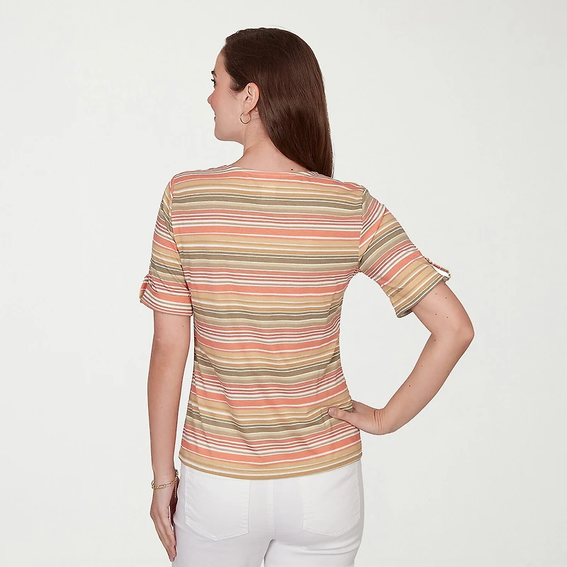 Hearts Of Palm Womens V Neck Short Sleeve T-Shirt