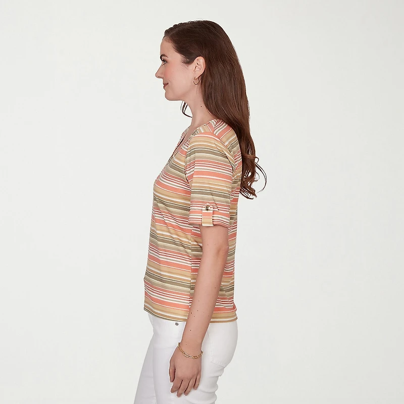 Hearts Of Palm Womens V Neck Short Sleeve T-Shirt