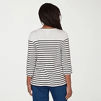 Alfred Dunner Womens Crew Neck 3/4 Sleeve T-Shirt
