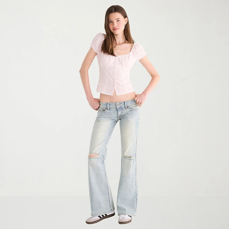 AEROPOSTALE Womens Juniors Low Rise Flare Leg Jean