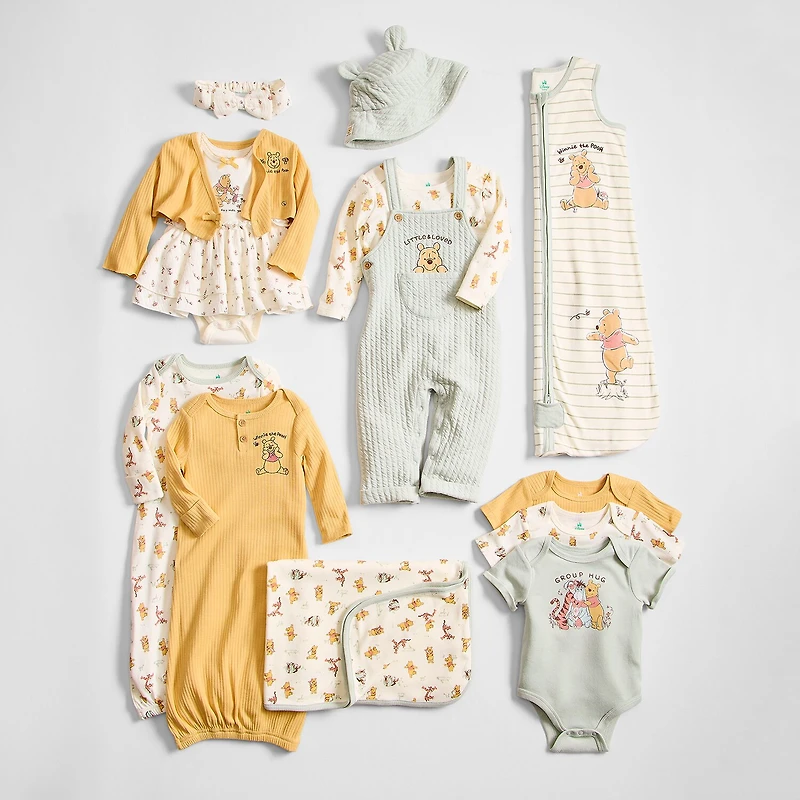 Baby Unisex Winnie The Pooh Crew Neck Short Sleeve 3-pc. Bodysuit