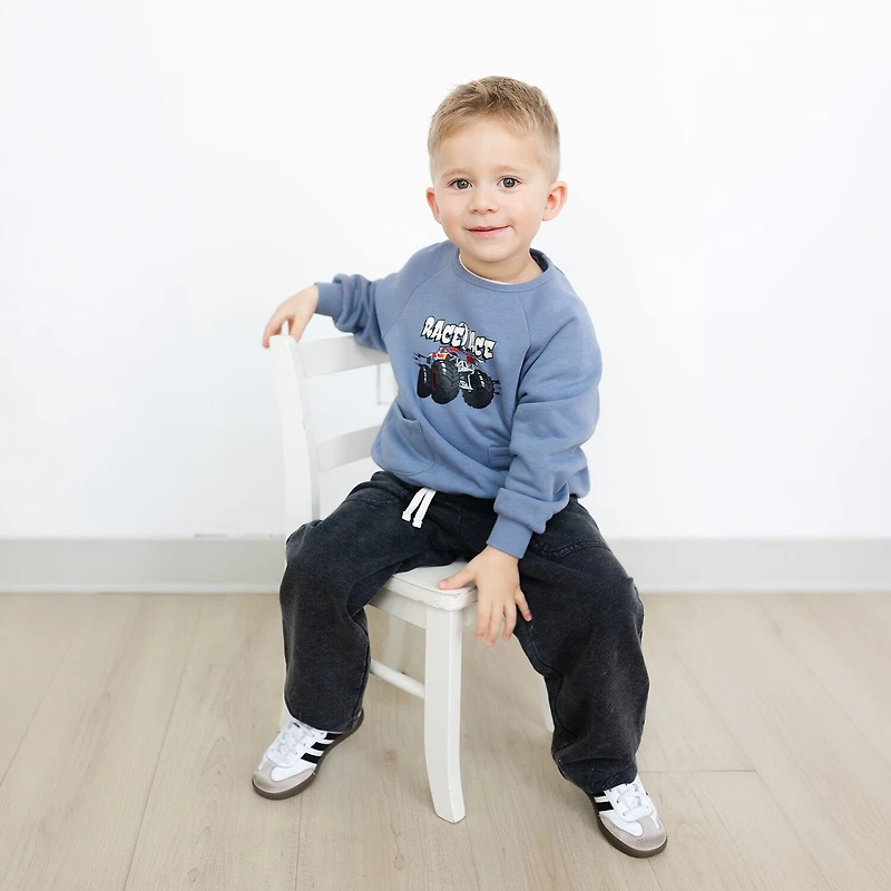 Grayson Little Toddler Boys Crew Neck Long Sleeve Hot Wheels Sweatshirt