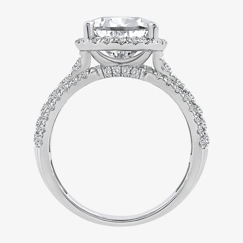 Signature By Modern Bride (I / Si2) Womens 5 CT. T.W. Lab Grown White Diamond 14K Gold Pear Side Stone Halo Engagement Ring