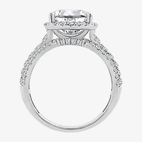 Signature By Modern Bride (I / Si2) Womens 5 CT. T.W. Lab Grown White Diamond 14K Gold Pear Side Stone Halo Engagement Ring