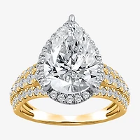 Signature By Modern Bride (I / Si2) Womens 5 CT. T.W. Lab Grown White Diamond 14K Gold Pear Side Stone Halo Engagement Ring