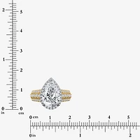Signature By Modern Bride (I / Si2) Womens 5 CT. T.W. Lab Grown White Diamond 14K Gold Pear Side Stone Halo Engagement Ring