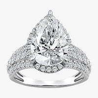 Signature By Modern Bride (I / Si2) Womens 5 CT. T.W. Lab Grown White Diamond 14K Gold Pear Side Stone Halo Engagement Ring
