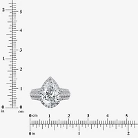 Signature By Modern Bride (I / Si2) Womens 5 CT. T.W. Lab Grown White Diamond 14K Gold Pear Side Stone Halo Engagement Ring