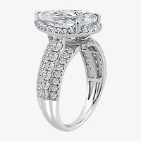 Signature By Modern Bride (I / Si2) Womens 5 CT. T.W. Lab Grown White Diamond 14K Gold Pear Side Stone Halo Engagement Ring