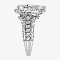 Signature By Modern Bride (I / Si2) Womens 5 CT. T.W. Lab Grown White Diamond 14K Gold Pear Side Stone Halo Engagement Ring