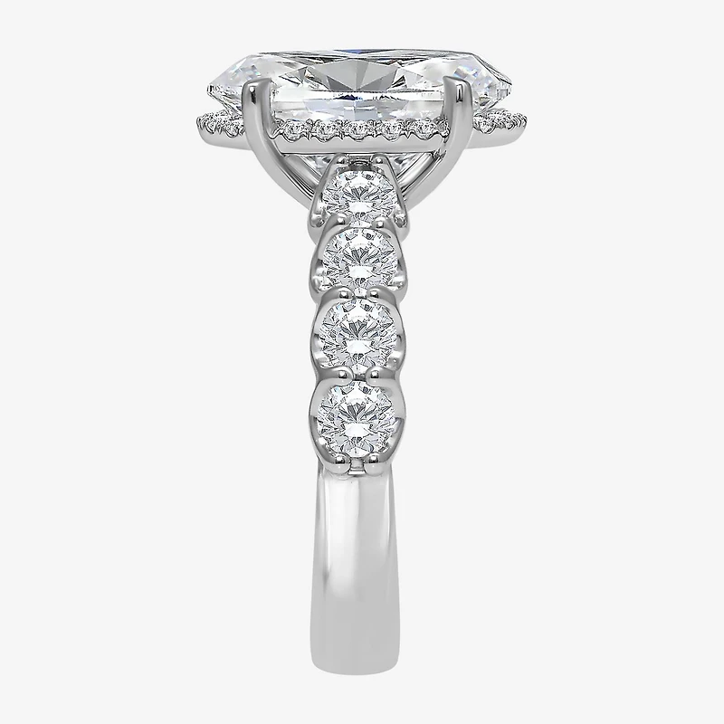 Signature By Modern Bride (I / Si2) Womens 5 CT. T.W. Lab Grown White Diamond 14K Gold Oval Side Stone Halo Engagement Ring
