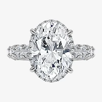 Signature By Modern Bride (I / Si2) Womens 5 CT. T.W. Lab Grown White Diamond 14K Gold Oval Side Stone Halo Engagement Ring