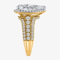 Signature By Modern Bride (I / Si2) Womens 5 CT. T.W. Lab Grown White Diamond 14K Gold Pear Side Stone Halo Engagement Ring