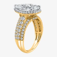 Signature By Modern Bride (I / Si2) Womens 5 CT. T.W. Lab Grown White Diamond 14K Gold Pear Side Stone Halo Engagement Ring