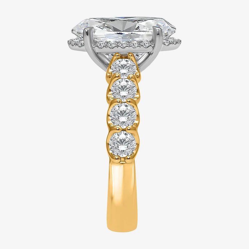 Signature By Modern Bride (I / Si2) Womens 5 CT. T.W. Lab Grown White Diamond 14K Gold Oval Side Stone Halo Engagement Ring