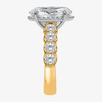 Signature By Modern Bride (I / Si2) Womens 5 CT. T.W. Lab Grown White Diamond 14K Gold Oval Side Stone Halo Engagement Ring