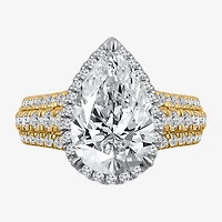 Signature By Modern Bride (I / Si2) Womens 5 CT. T.W. Lab Grown White Diamond 14K Gold Pear Side Stone Halo Engagement Ring