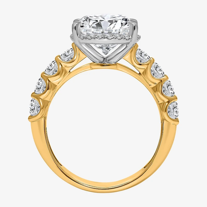 Signature By Modern Bride (I / Si2) Womens 5 CT. T.W. Lab Grown White Diamond 14K Gold Oval Side Stone Halo Engagement Ring