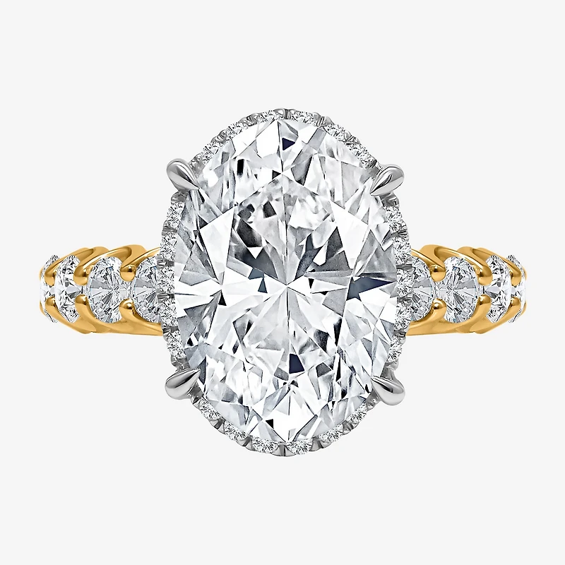 Signature By Modern Bride (I / Si2) Womens 5 CT. T.W. Lab Grown White Diamond 14K Gold Oval Side Stone Halo Engagement Ring