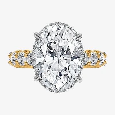 Signature By Modern Bride (I / Si2) Womens 5 CT. T.W. Lab Grown White Diamond 14K Gold Oval Side Stone Halo Engagement Ring
