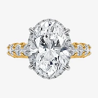 Signature By Modern Bride (I / Si2) Womens 5 CT. T.W. Lab Grown White Diamond 14K Gold Oval Side Stone Halo Engagement Ring