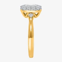 (I / Si2) Womens 1 CT. T.W. Lab Grown White Diamond 14K Gold Over Silver Side Stone Engagement Ring