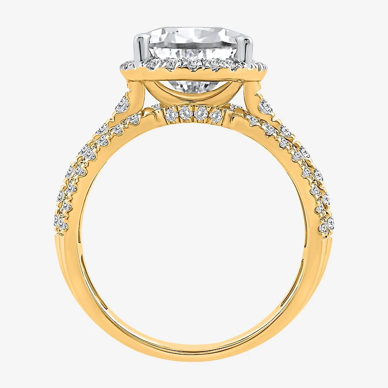 Signature By Modern Bride (I / Si2) Womens 5 CT. T.W. Lab Grown White Diamond 14K Gold Pear Side Stone Halo Engagement Ring