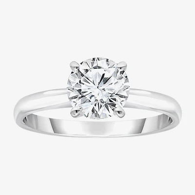 (I / I1) Womens 1 1/2 CT. Lab Grown White Diamond Sterling Silver Round Solitaire Engagement Ring