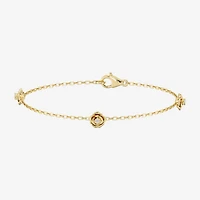 Enchanted Disney Fine Jewelry Belle Womens 14K Gold Over Silver 7 Inch Herringbone Beauty and the Beast Belle Princess Chain Bracelet