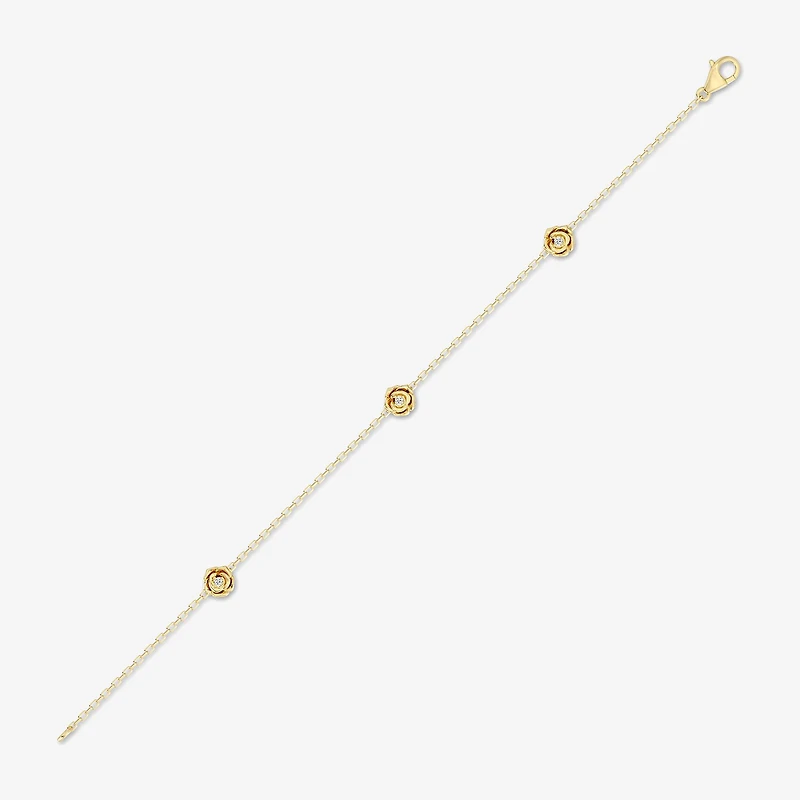 Enchanted Disney Fine Jewelry Belle Womens 14K Gold Over Silver 7 Inch Herringbone Beauty and the Beast Belle Princess Chain Bracelet