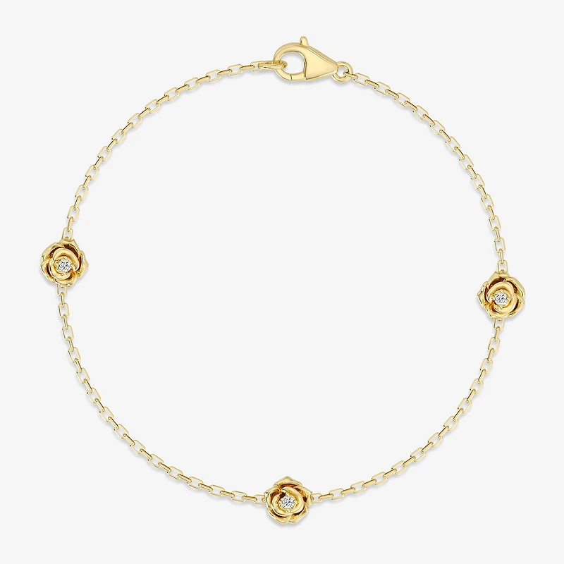 Enchanted Disney Fine Jewelry Belle Womens 14K Gold Over Silver 7 Inch Herringbone Beauty and the Beast Belle Princess Chain Bracelet