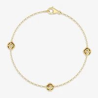 Enchanted Disney Fine Jewelry Belle Womens 14K Gold Over Silver 7 Inch Herringbone Beauty and the Beast Belle Princess Chain Bracelet