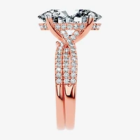 F-G/ Vs2-Si1) Womens 2 1/2 CT. T.W. Lab Grown White Diamond 10K Gold Round Side Stone Bridal Set