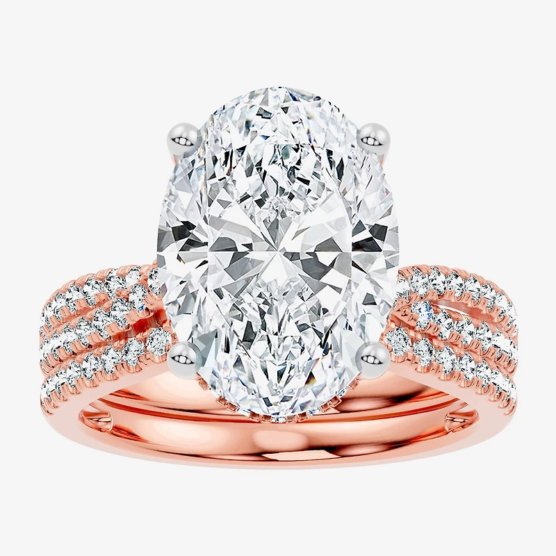 F-G/ Vs2-Si1) Womens 2 1/2 CT. T.W. Lab Grown White Diamond 10K Gold Round Side Stone Bridal Set