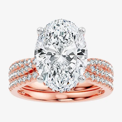 F-G/ Vs2-Si1) Womens 2 1/2 CT. T.W. Lab Grown White Diamond 10K Gold Round Side Stone Bridal Set