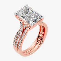 F-G/ Vs2-Si1) Womens 2 1/2 CT. T.W. Lab Grown White Diamond 10K Gold Rectangular Side Stone Bridal Set
