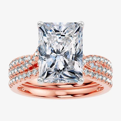 F-G/ Vs2-Si1) Womens 2 1/2 CT. T.W. Lab Grown White Diamond 10K Gold Rectangular Side Stone Bridal Set