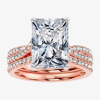 F-G/ Vs2-Si1) Womens 2 1/2 CT. T.W. Lab Grown White Diamond 10K Gold Rectangular Side Stone Bridal Set